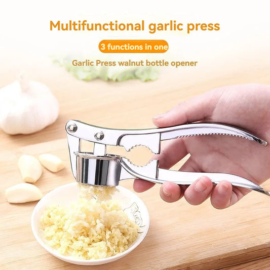 Stainless Steel Garlic Press Machine Handheld Manual Ginger Grinder Multifunctional Tools Kitchen Accessories