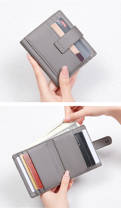 RFID Anti-blocking Wallet for Women, Multi-Card, Credit Card Bag, Lightweight and Simple, Short Buckle, Small, Fashion Wallet