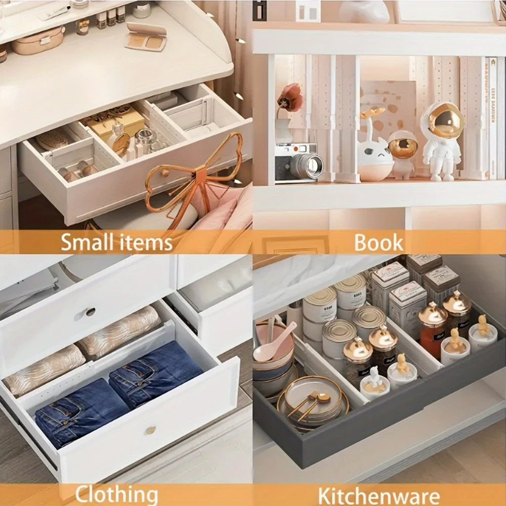 1/4/5 Drawer Dividers Plastic 5 High, Adjustable Drawer Organizers Clothes, Expandable Dresser Separators in Bedr