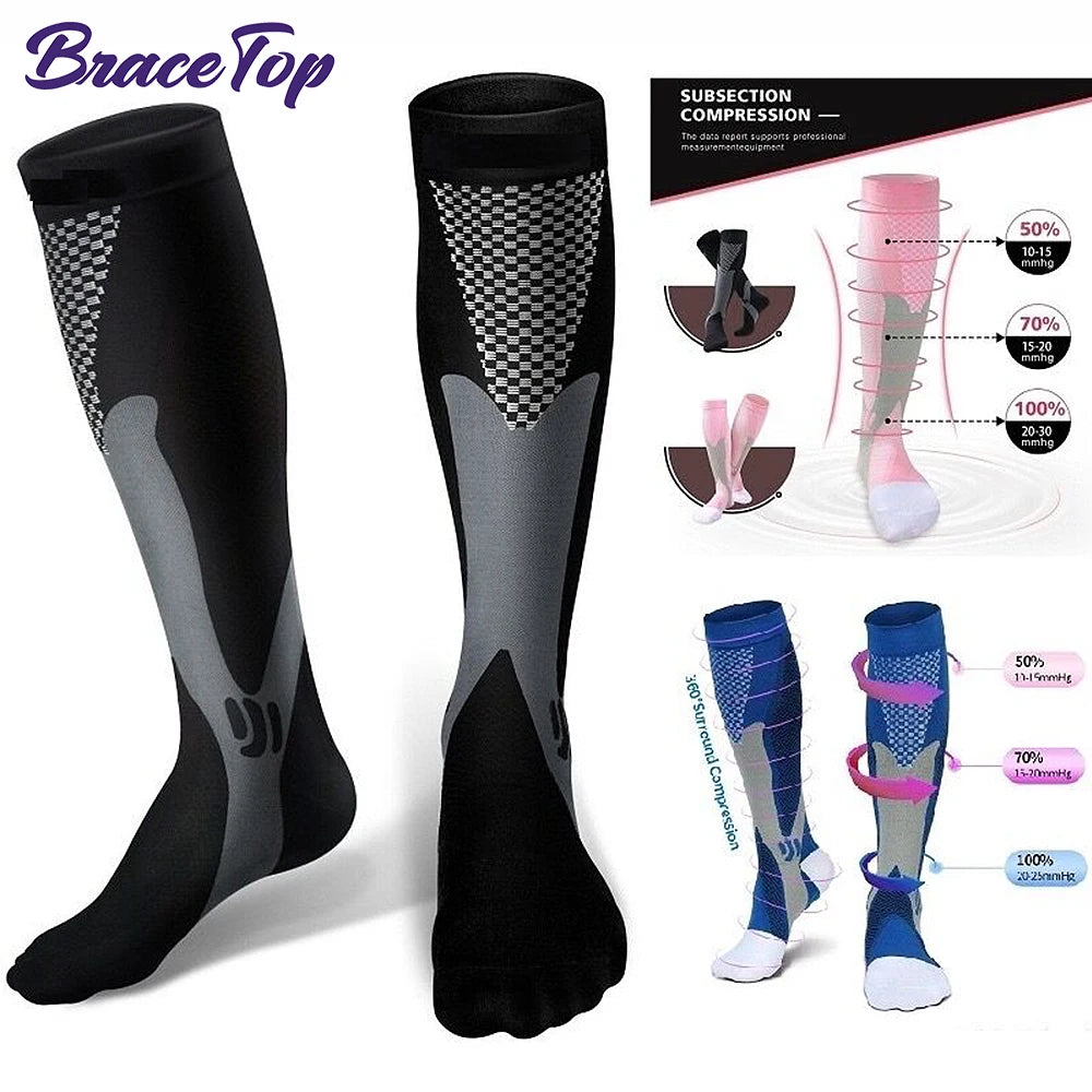 BraceTop 1 Pair Sports Stockings Compression Golf Sport Socks Medical Nursing Stockings Prevent Varicose Veins Socks Rugby Socks
