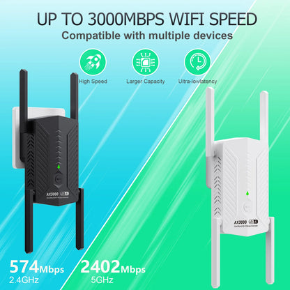 3000Mbps Wireless WiFi Repeater Wi-fi 6 Signal Booster 5G 2.4G WiFi Extender Router Long Range Amplifier For Home Office