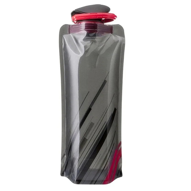 Foldable Water Bottles Flexible Reusable Travel Water Bottle Plastic Water Pouch Soft Flask Water Bag With Carabiner Clip