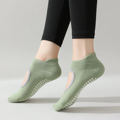 Bandage Yoga Socks for Women Pilates Ballet Dance Cotton Socks Non-Slip Woman Sport Sock Gym Workout Slipper Running Grip Sock