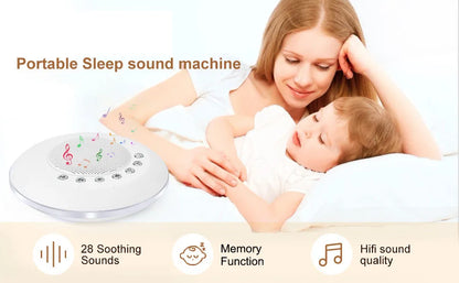Baby White Noise Sound Machine Built-in 28 Soothing Sounds 4 Timer & Memory Function USB Rechargeable Portable Sleep Aid Device