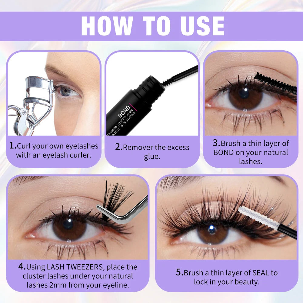 Wendy DIY Lash Extension Kit With 0.07 Thickness 280 PCS Lash Clusters Lash Bond And Seal Lash Glue Remover And Lash Tweezers