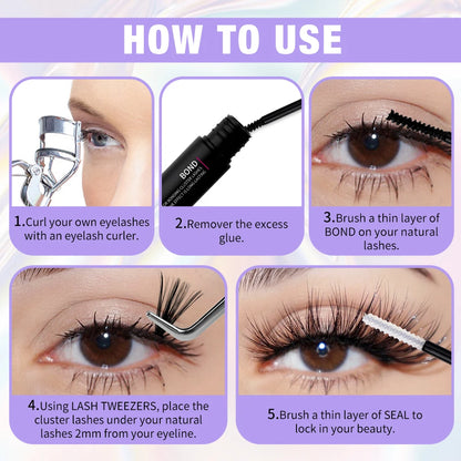 Wendy DIY Lash Extension Kit With 0.07 Thickness 280 PCS Lash Clusters Lash Bond And Seal Lash Glue Remover And Lash Tweezers