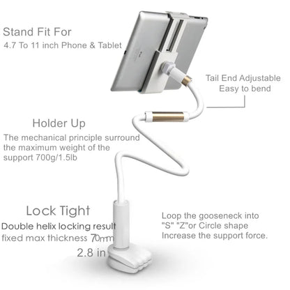 Desktop Phone Tablet Stands 130cm Tablet Holder Adjustable Mount For Tablet 4.0 To 11 inch Bed Tablet PC Stand Metal Support