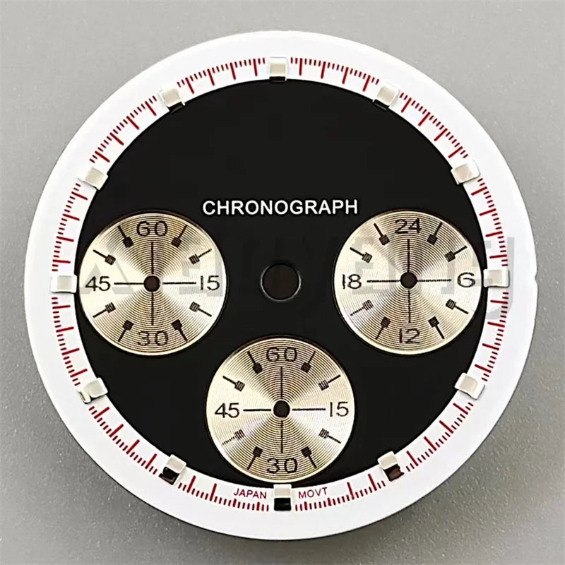 30mm/31.5mm Vk63 Chronograph Watch Dial With Hand Set Green Luminous Black White Red For VK63 Movement Watch Accessories Parts