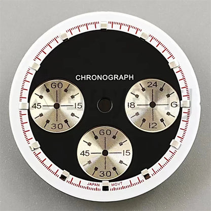 30mm/31.5mm Vk63 Chronograph Watch Dial With Hand Set Green Luminous Black White Red For VK63 Movement Watch Accessories Parts