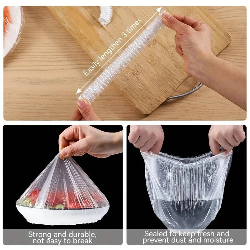 100pcs Reusable Food Wrap Storage Covers Bags For Bowl Elastic Plate Silicone Lid Cover Kitchen Fruit Plastic Fresh-Keeping Seal