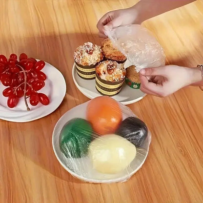 Transparent 100-Pack Reusable Elastic Food Storage Covers Stretchable Plastic Bowl Plate Seal Wrap Unscented Perfect Alternative