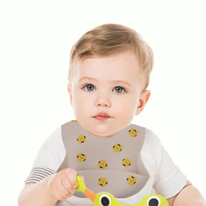 Baby silicone bib, bear bib, baby eating, children's complementary food, saliva bib, waterproof saliva towel