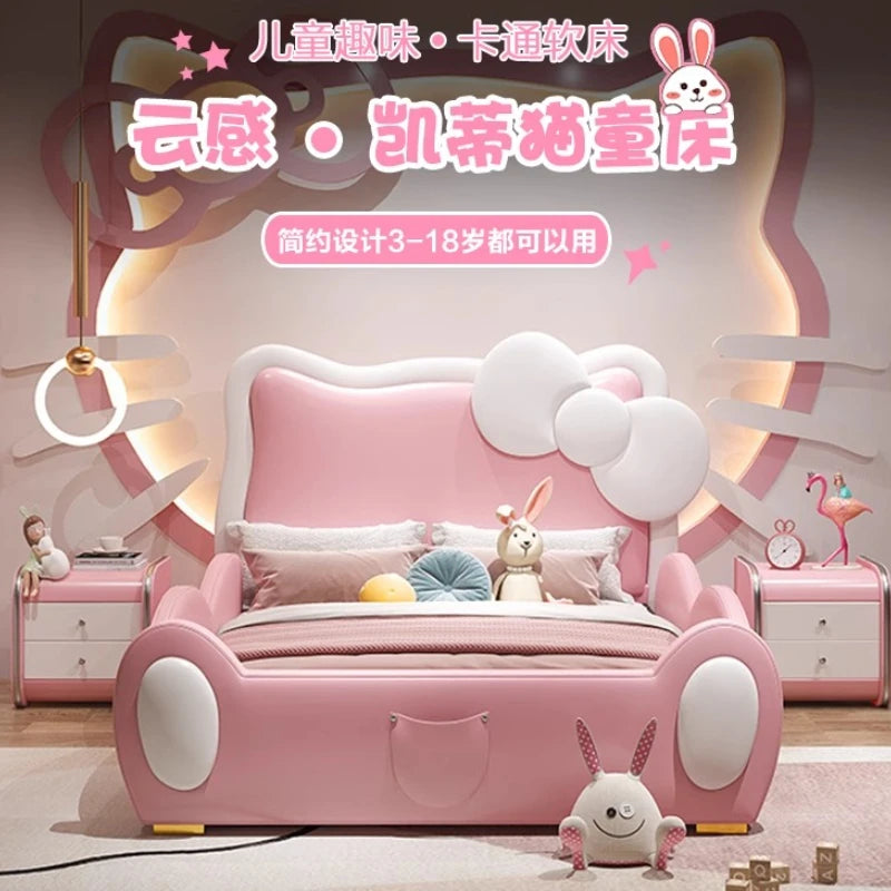 150X200cm Modern Childrens cartoon girl princ ess bed pink queen size bed frame full  double bed complete bedroom furniture