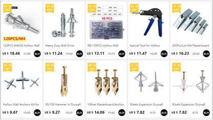 M4 M5 M6 M8 M10 Plasterboard Hollow Wall Cavity Wall Fixing Spring Toggle Anchor Ceiling Dry Wall Anchors No Bolt