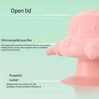 Kitten Puppy Nursing Silicone Milk Sucking Bowl Simulated Bottle Feeding Anti-Choking Anti-Spill Food-Grade Slow Feeder Bowl