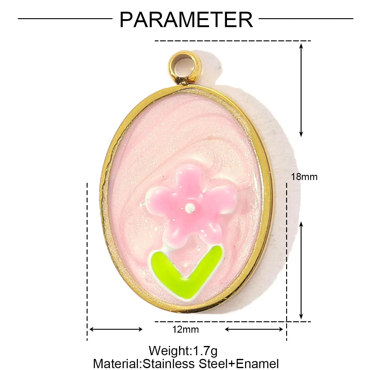 3pcs/Lot Sweet Gradient Enamel Rose Stainless Steel Diy Charm Women Rainbow Flower Waterdrop Necklace Pendant Love Heart Jewelry