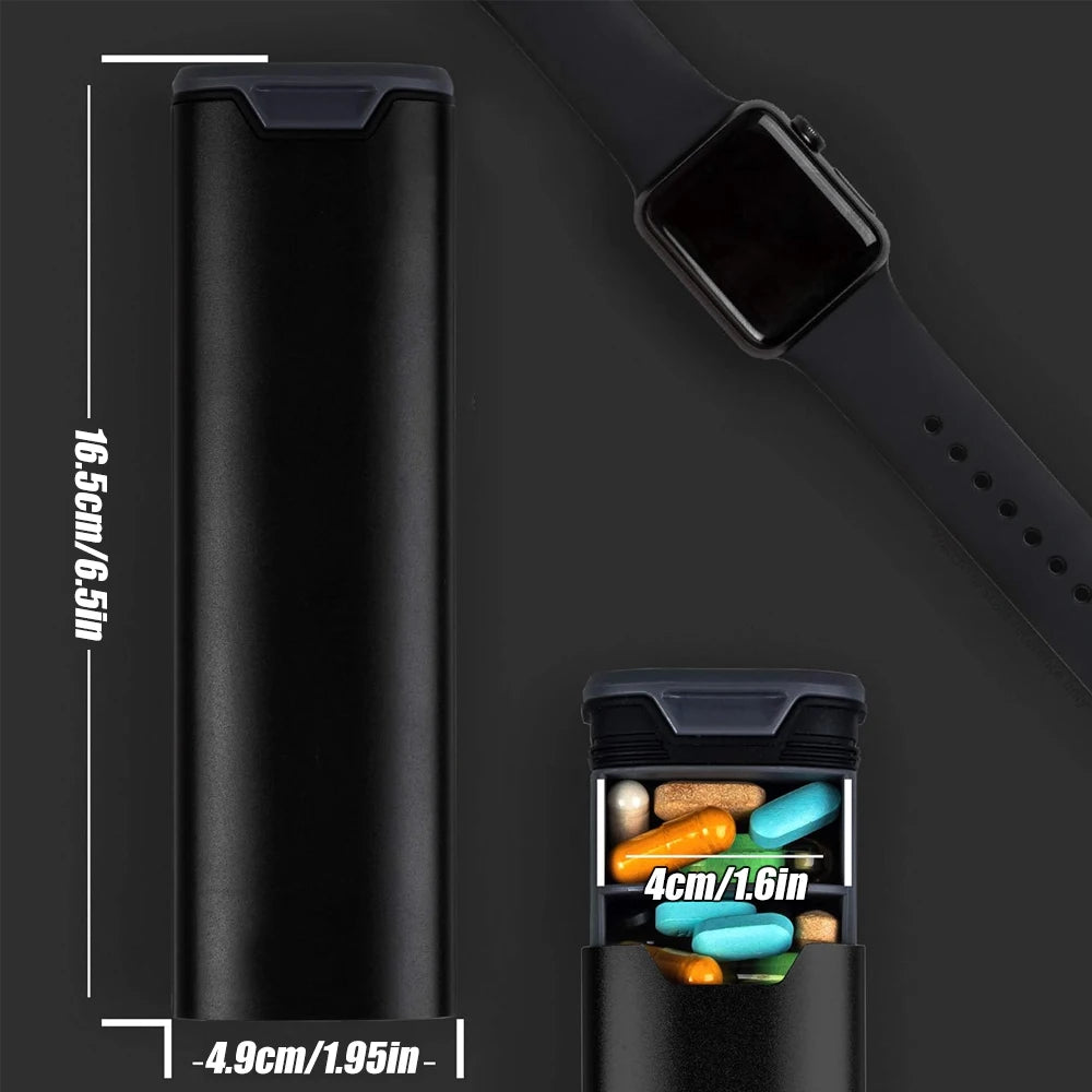 1Pcs 7 Day Weekly Pill Organizer,Premium Stylish Aluminum and Wood Large Capacity Pill Box for Supplements,Vitamins and Medicine