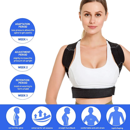 BraceTop Adjustable Posture Corrector Breathable Back Straightener, Upper Back Brace Providing Pain Relief From Neck, Shoulder