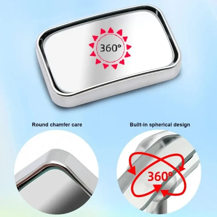 2Pcs Car Convex HD Mirror for Back Passenger Adjustable Self-Adhesive Blind Spot Rear View Mirror Wide Angle Rearview Mirror