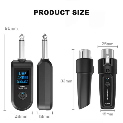 BOMGE UHF XLR Adapter System Wireless Microphone Transmitter Receiver System for Dynamic Microphone Guitar Audio Mixer PA System