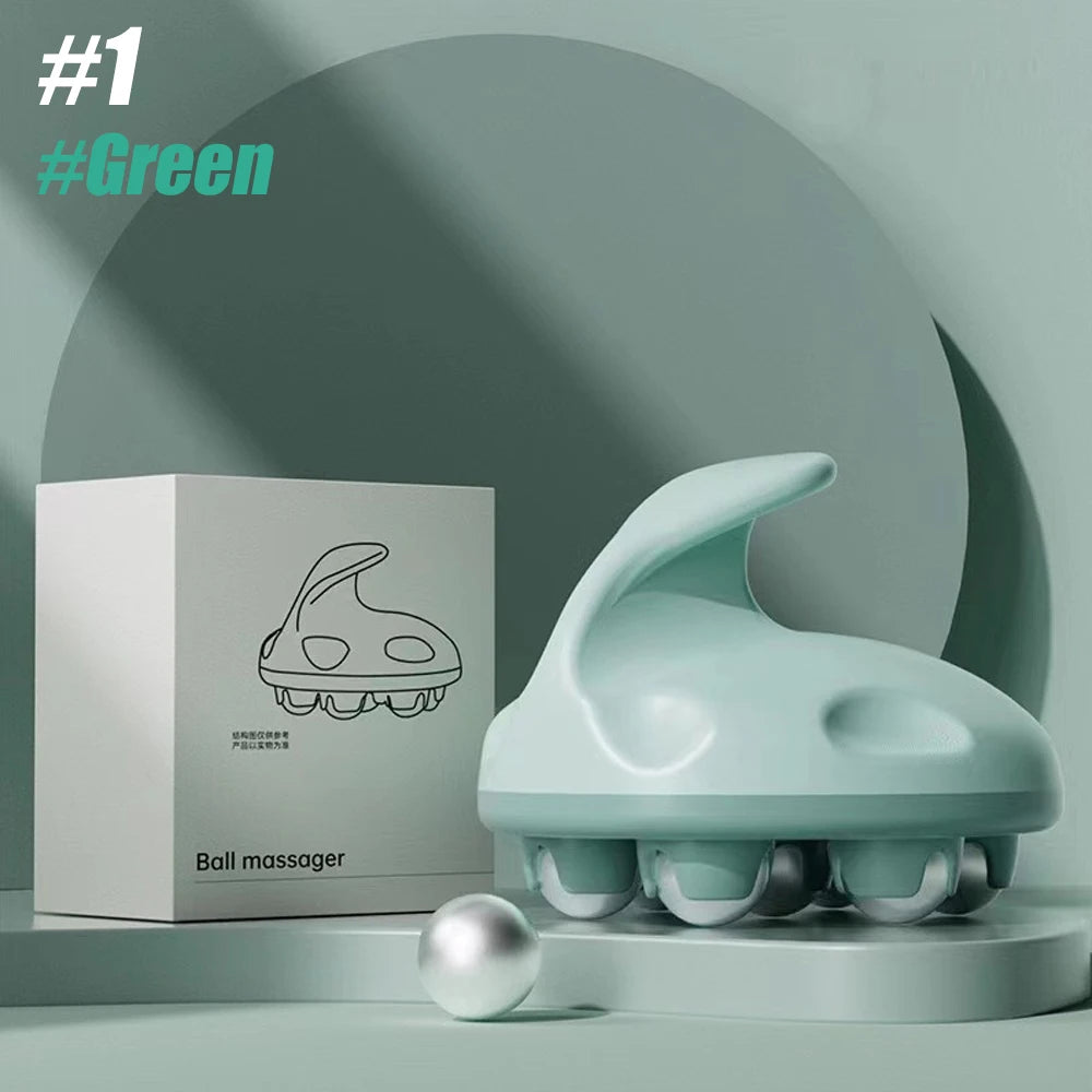 Hand Roller Massager for Cellulite Massage,Deep Tissue Massage Ball for Back,Neck,Foot,Shoulder,with 7 360-degree Metal Roller