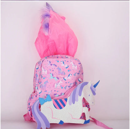 Australian Smiggle Backpack Pink And White Unicorn Student Stationery Backpack Lunch Bag Water Cup Student Gift