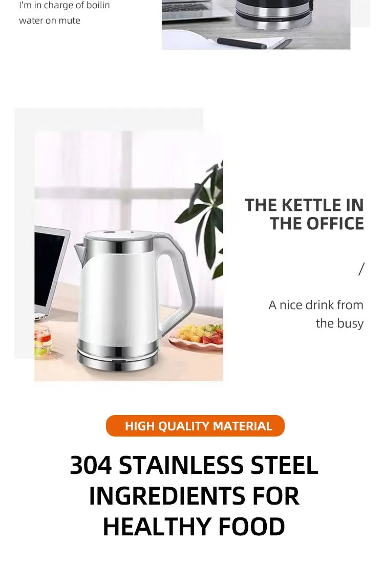 110V 220V Electric Kettle Household Stainless Steel Water Boiling Pot 2L Kettle Home Appliance