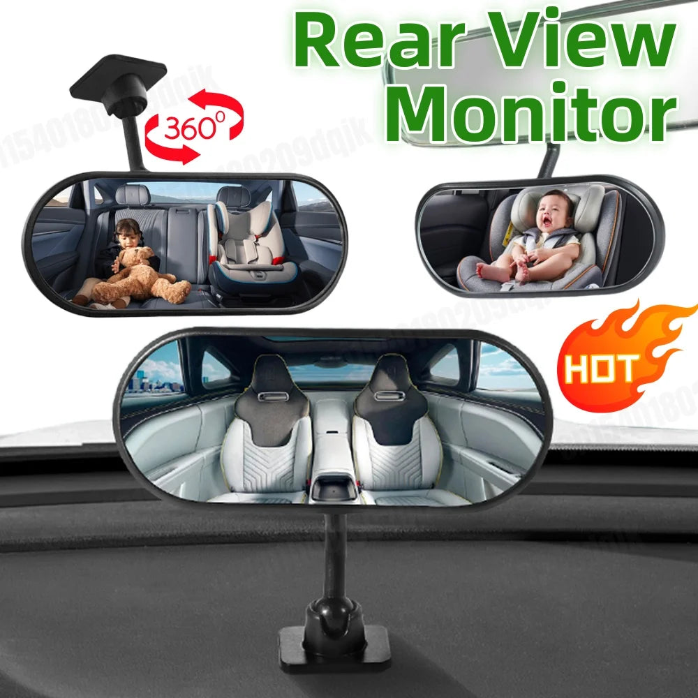 Car Interior Mirror Baby Rearview Mirrors 360-Degree Rotation Car Auxiliary Observe Mirror 220R Wide-Angle Rear View Mirror