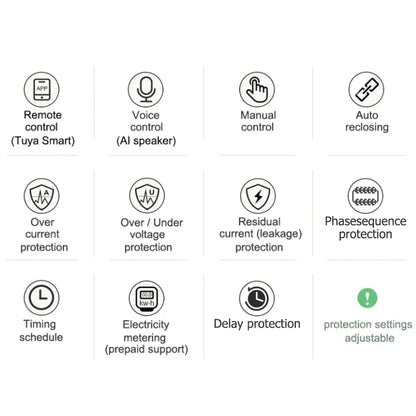 Smart Life Energy Monitoring 100A Tuya WiFi 3-Phase Meter with Bi-Directional Auto-Reclosing Relay