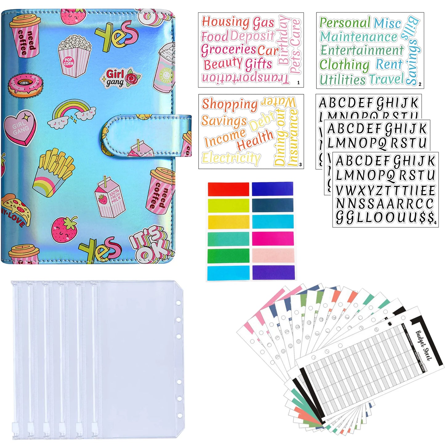 A6 Binder Cash Envelopes for Budgeting Money Organizer for Cash Money Envelopes for cash Leather A6 Binder with zipper