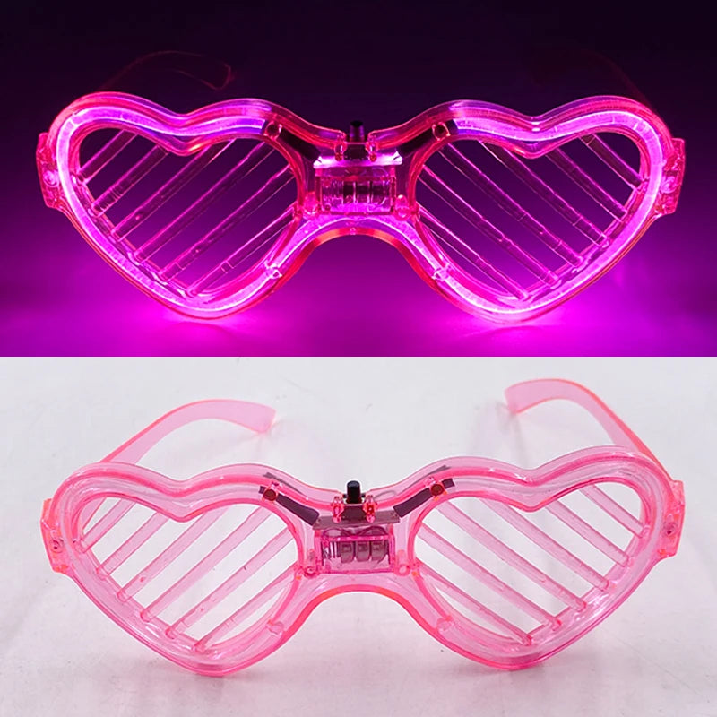 Light Up LED Glasses 5 Colors Heart Shape Glow Glasses Glow in The Dark Party Supplies Neon Party Favors for Kids Adults