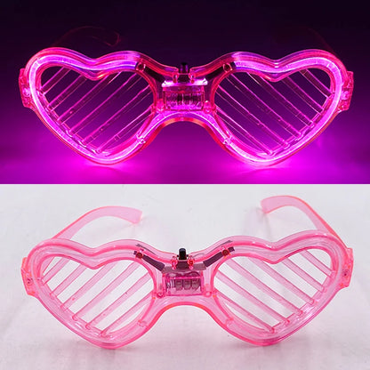 Light Up LED Glasses 5 Colors Heart Shape Glow Glasses Glow in The Dark Party Supplies Neon Party Favors for Kids Adults