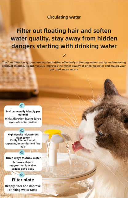 1L USB Electric Mute Pet Water Fountain Automatic Cat Drinking Bowl Filter Quiet Dispenser with Carbon Filter for Fresh Water