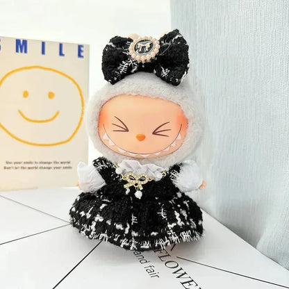 Labubu Doll Clothes For 17cm Labubu Accessories Classic Dress Grid Style Suit Skirt DIY Mini Dolls Clothing