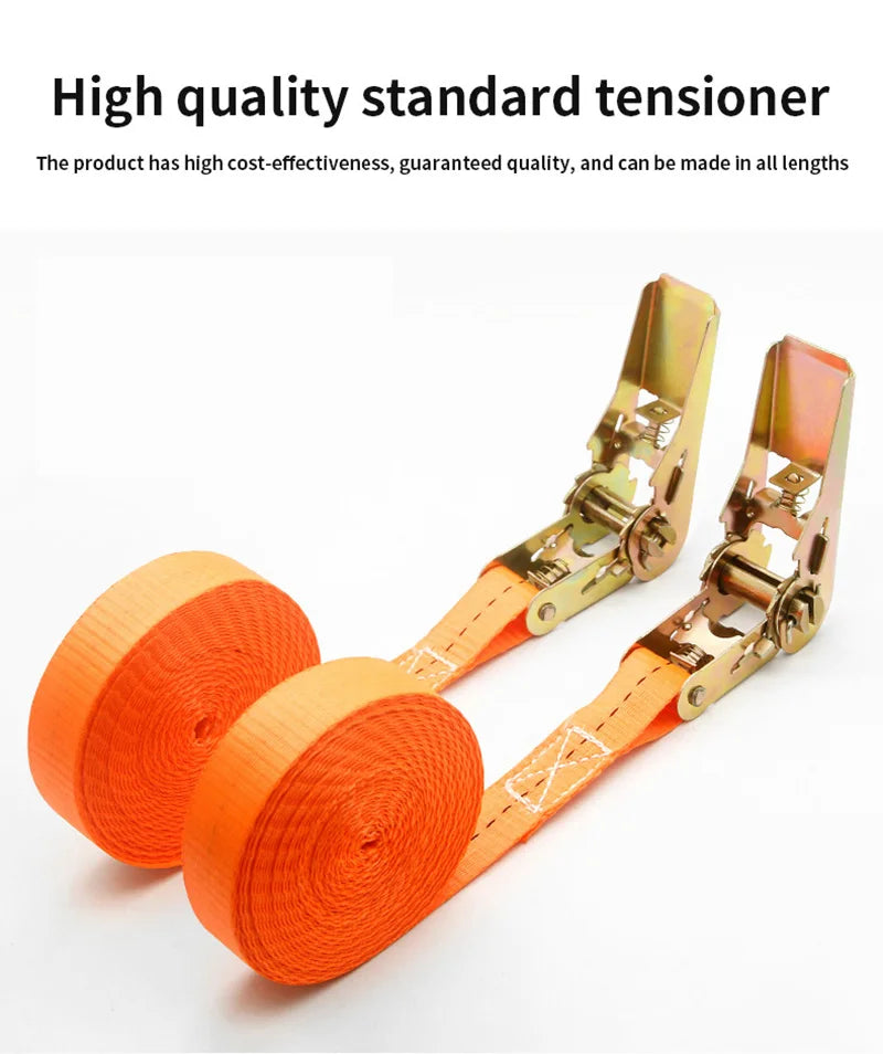 Heavy Duty Metal Buckle Tie-Down Cargo Straps for Car and Truck - Strong Ratchet Belt for Secure Luggage and Cargo Transport