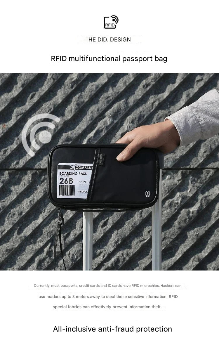 Travel Passport Wallet Organizer Bag with Card Holder Document Case for Family Crossbody Ticket Cash Storage Bag for Abroad Trip