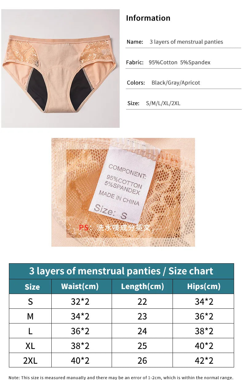 Menstrual Period Panties Women Cotton higth waist Leak Proof Widen absorbent underwear Physiological Briefs