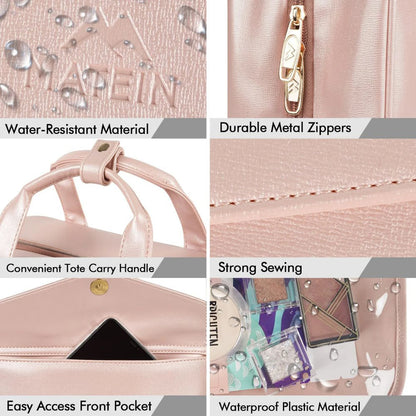 Travel Toiletry Bag,Faux Leather Hanging Makeup Bag Snap Handle,Multiple Traveling Organizer Container for Toiletries Accessorie