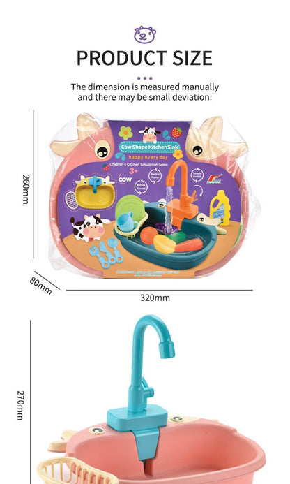 Kids Kitchen Sink Toys Simulation Electric Dishwasher Mini Kitchen Food Pretend Play House Toy Set Children Role Play Girl Toys