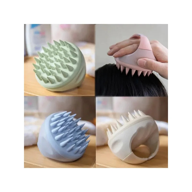 Scalp Brush Massager Sculp Scrubber Brush Wheat Straw Biodegradable Silicone Shampoo Brush Hair Scalp Massager For Hair Growth