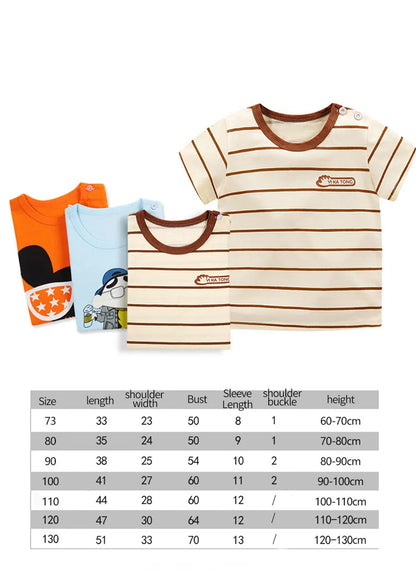 Baby Cotton T-shirts Cute Kids Print T Shirt Boys Girls Children Summer Short Sleeve Tops Infant Clothing