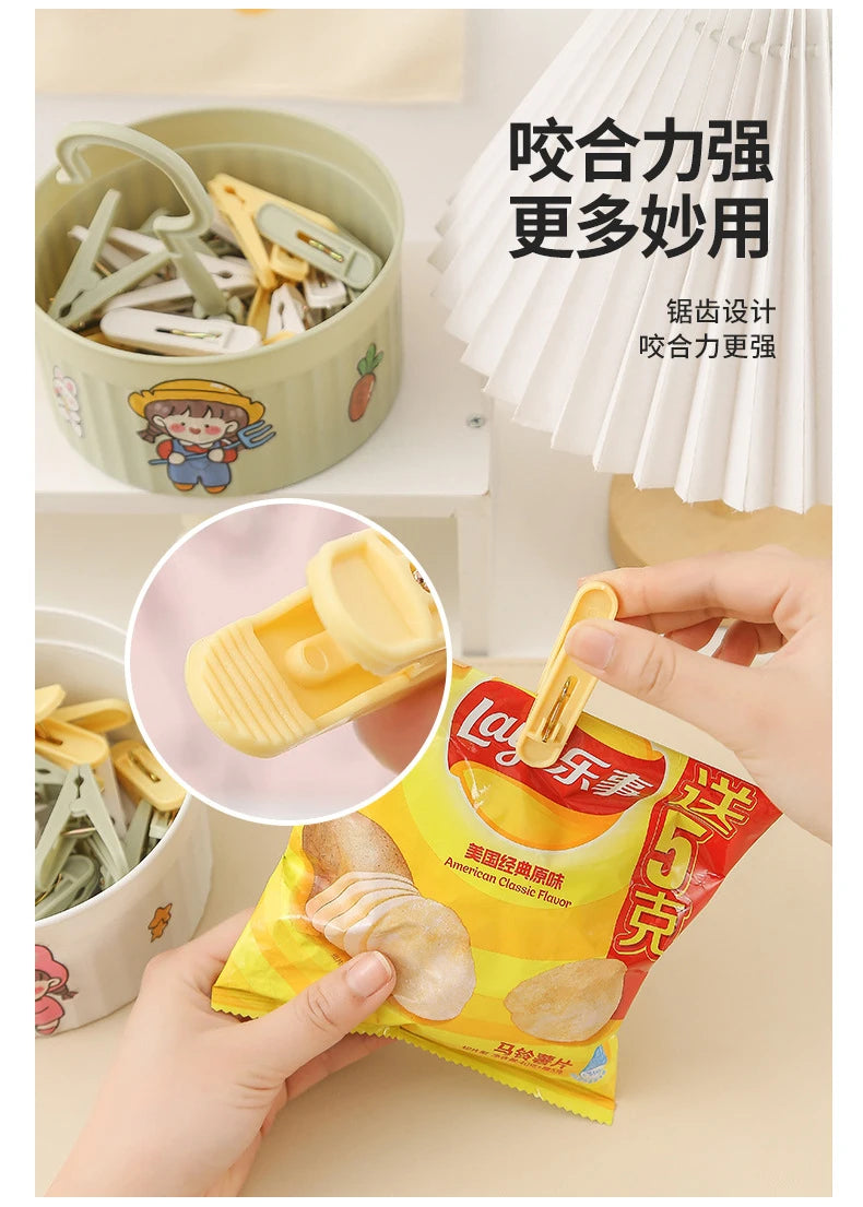 24PCS Laundry Clip Non-slip Windproof Metal Spring Clothes Peg Clothespin Windproof Laundry Clips Drying Racks with Basket