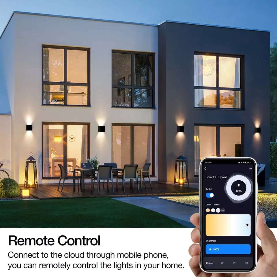 Smart Outdoor Lights Color Changing RGB+ 2700K-6500K Square Aluminum Waterproof Rustproof App Control Up and Down Lights