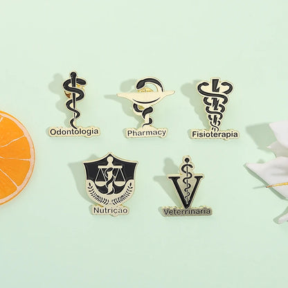 Odontologia Pharmacy Fisioterapia Enamel Pins Custom Creative Logo Brooches Lapel Badges Clothes Punk Jewelry Gift for Friends