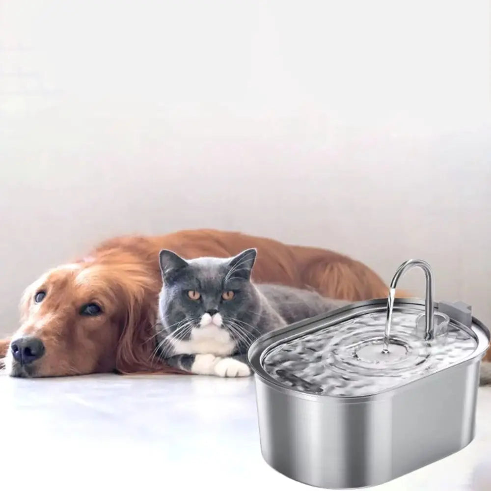 3.2L Smart Cat Water Fountain Stainless Steel Low Noise Pet Water Dispenser Large Capacity Automatic Pet Water Drinker Dog