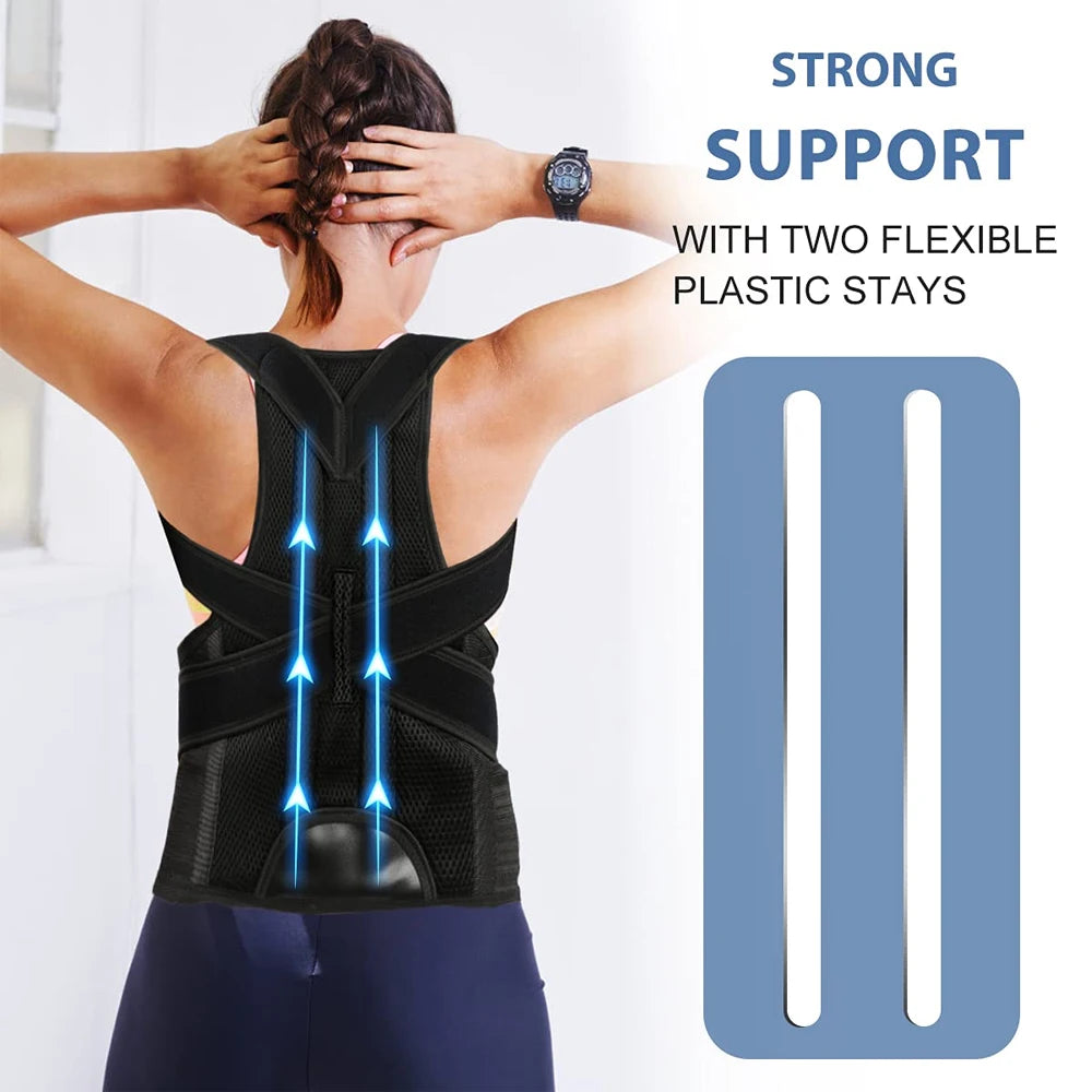 Professional Back Brace for Women and Men Posture Corrector Improve Posture Lumbar Support Shoulder Lower Upper Back Pain Relief