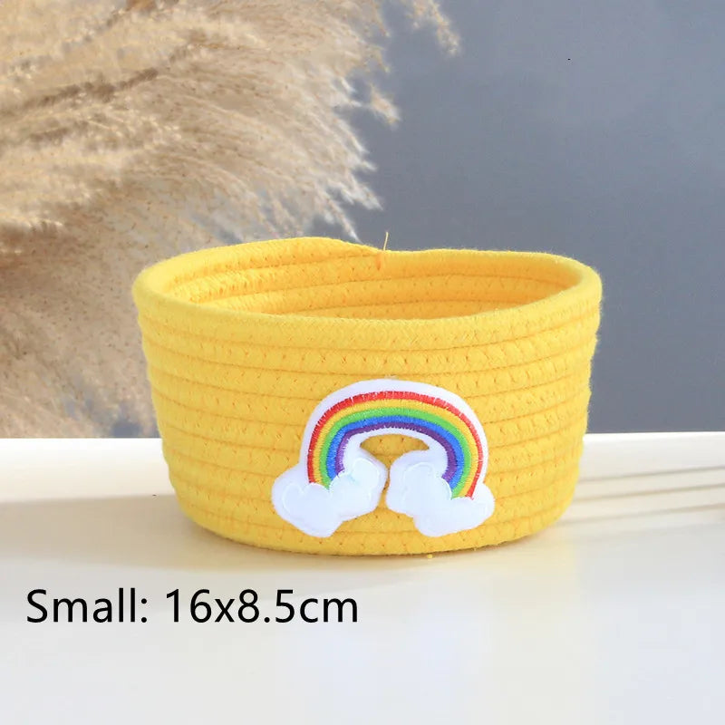 Cartoon Animals Hand Woven Storage Basket Kids Toys Desktop Organizer Sundries Storage Box Laundry Baskets storage box