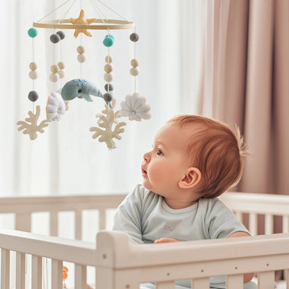 Baby Mobile Crib Bed Bell Musical Rattles Toys Soft Felt Cartoon Animal for Infants Nursery Mobiles Forest Animals Crib Toys