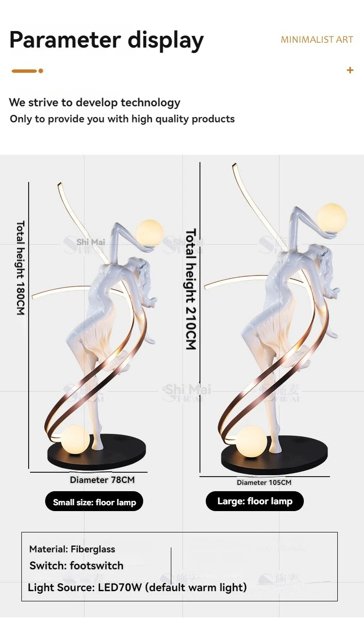 Misha White Goddess Statue Floor Lamp , Liberty Sculpture Floor Lamp , Art Human Floor Lamp