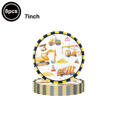 Construction Party Disposable Tableware Plates Cups Napkins Tablecloth Construction Truck Party Decor Excavator Party Favors